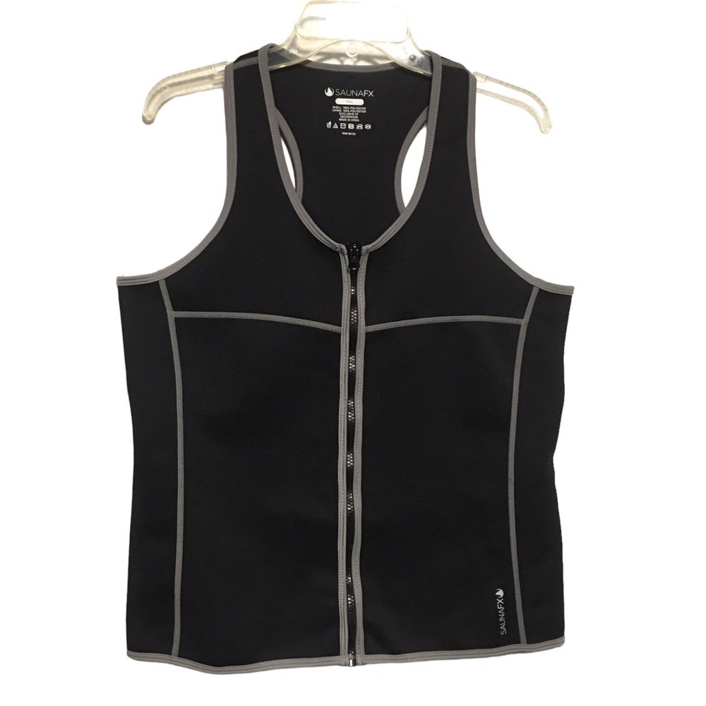 SAUNAFX Sweat Sauna Workout Vest Neoprene treated with Microban Black Gray XXL